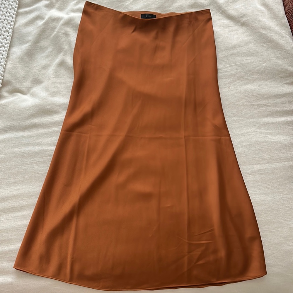 Never Worn JCrew Satin Copper Midi Slip Skirt